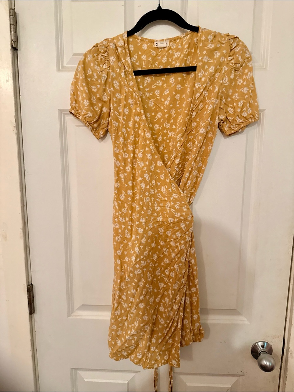 Billabong Floral Wrap Midi Dress in Mustard Yellow